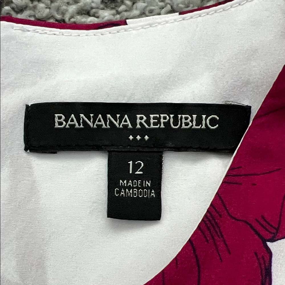 Banana Republic Women’s White & Burgundy Floral Sleeveless Shift Dress - Size 12 - Picture 6 of 9